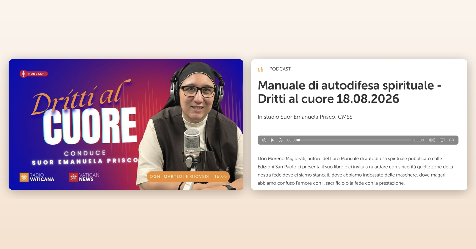 Moreno Migliorati a Dritti al cuore, Radio Vaticana
